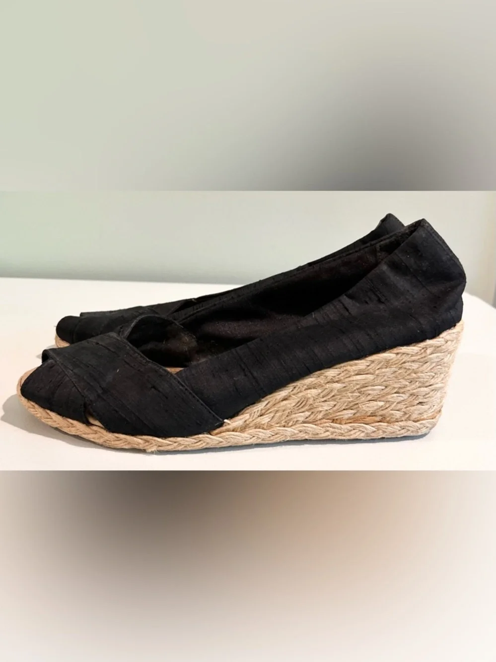 Lauren Ralph Lauren Black Espadrille Wedge Sandals Shoes 8.5